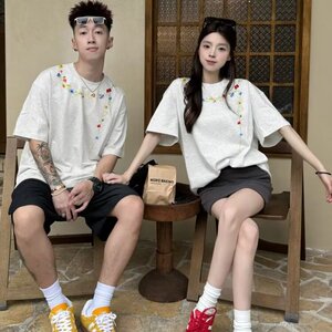 特别的情侣装t恤2025夏季新款小众超火纯棉套装半袖衣服短袖男女图片