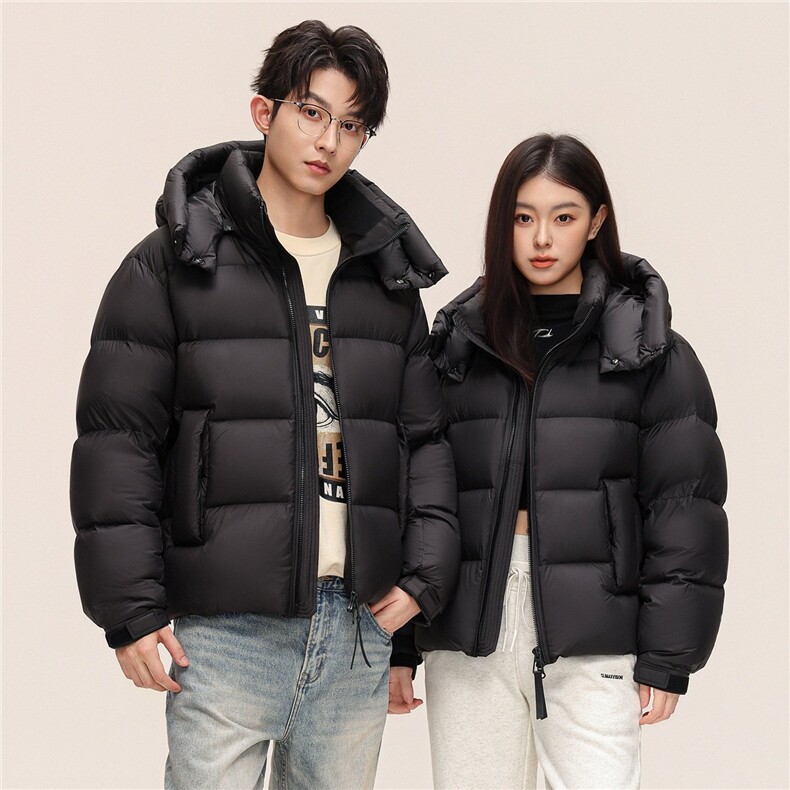 达标90%白鸭绒羽绒服情侣面包服加厚连帽潮外套DB188-P350，男装羽绒服，星座1210A