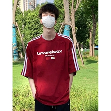抖音得物高品质二开240克宽松纯棉美式潮牌三条杠织带短袖T恤，男装T恤，电商A486