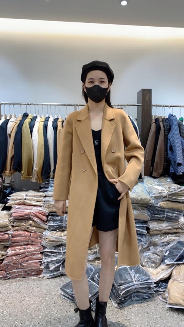 2022新款休闲侧边两口袋后开衩设计羊毛双面呢大衣,女装其它,L·H·X