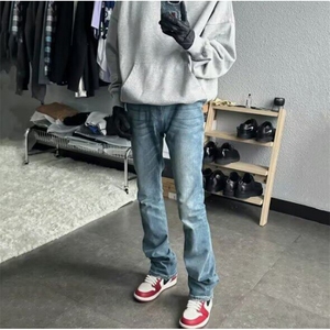 美式直筒显瘦弹力牛仔裤高街vibe修身微喇cleanfit裤子LB2833-P50图片