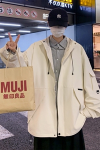 秋冬款工装外套男港风潮流连帽夹克冲锋衣JK23126-P80图片