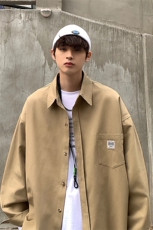 7色纯色衬衫男长袖宽松港风百搭春秋衬衣外套上衣DX175P40控58，男装衬衫，电商B413-1