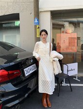 现货，秋冬新款羽毛纱连衣裙，女装连衣裙，墨初