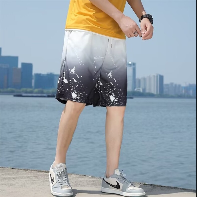 休闲短裤男韩版潮流渐变色印花帅2024夏季新款ins五分裤K3901-P25,男装休闲裤,星座412-3