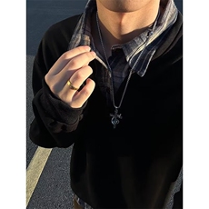 浅灰色假两件衬衫领卫衣男款秋季痞帅高级感美式复古格子情侣外套，男装Polo衫，星座513A
