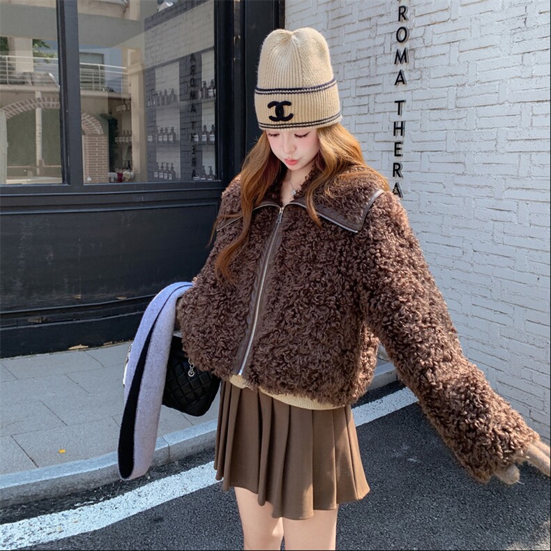 2C267-969款秋冬新款皮毛一体P215-K328羊羔毛,女装短外套,2C267