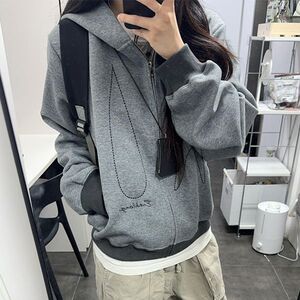【有货】DXQ147-批65原版做法纯棉华棉复合320克字母刺绣连帽卫衣图片