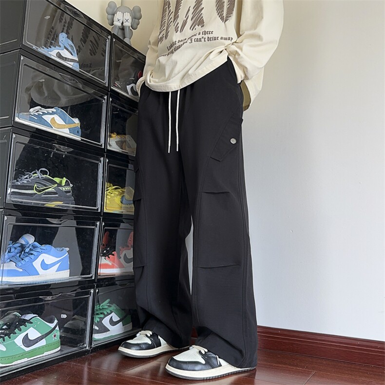 秋季新款休闲裤男纯棉工装裤宽松拖地裤纯色长裤 K9906-P45 控68图片