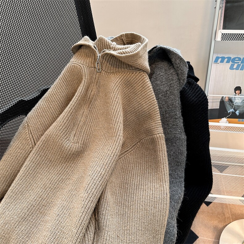 针织衫男韩版潮流连帽半拉链高街帅2024冬季ins毛衣外套MZ315-P50,男装针织衫/毛衣,星座412-3