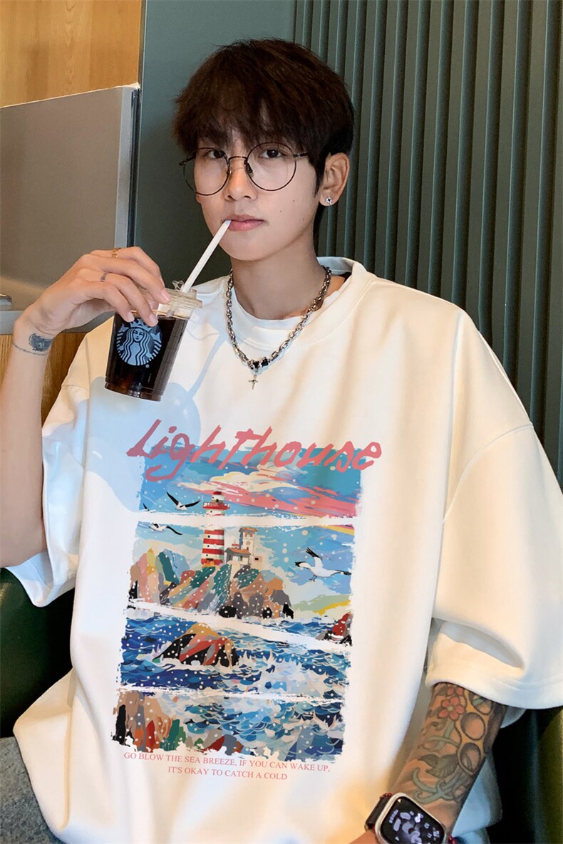 ！版权！2025夏季新款男士鹿皮绒短袖T恤情侣半袖TL2427特P19,男装T恤,电商B220