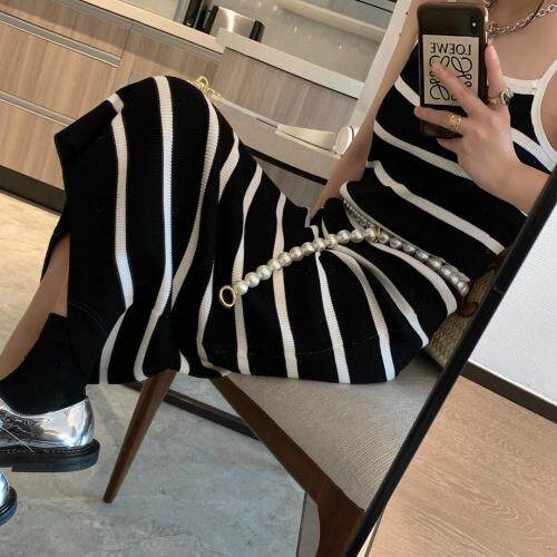 1409吊带条纹长裙，女装背心吊带，XTZ style