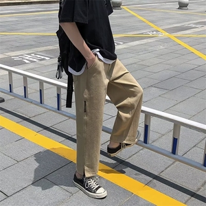 春季新款时尚潮男百搭破洞工装休闲裤图片