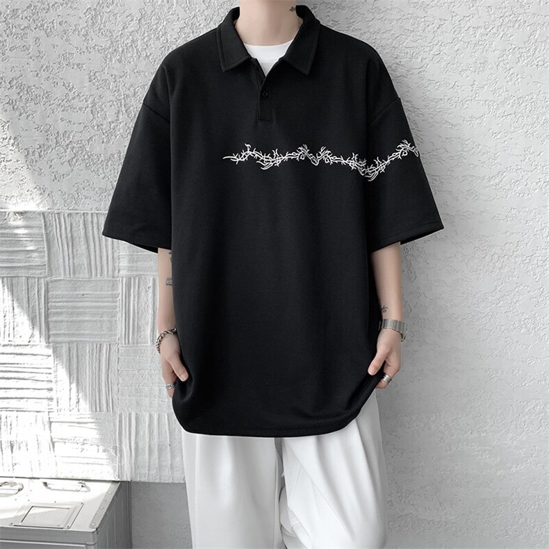 8XL-M新中式刺绣图腾短袖polo衫大码翻领T恤半袖保罗衫DX1212/P45,男装T恤,电商B238