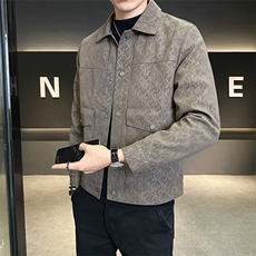 男士皮衣加绒加厚秋冬季2025新款痞帅潮牌皮夹克A313-K9935-P155，男装夹克，电商A313
