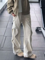 网图弯刀毛呢卫裤男款美式高街cleanfit裤子褶皱工装KZA401-特P52，男装休闲裤，星座1007（原301D）