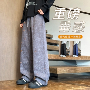 ！2025秋冬新款男士潮牌破洞休闲直筒裤情侣卫裤WK2101特P45图片