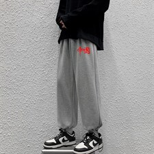 K13276-P35 加绒-P45 可束脚加厚加绒运动裤男大码宽松直筒卫裤男图片