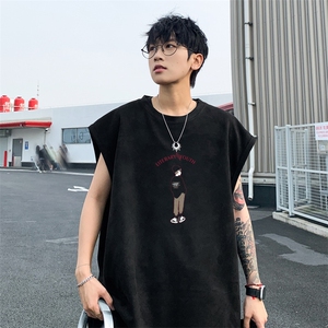 12025夏季新款男士麂皮绒无袖T恤百搭学生背心TLBX32特P18图片