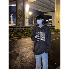波纹扭曲印花LOGO男女情侣潮牌连帽卫衣，男装卫衣，星座310A-4