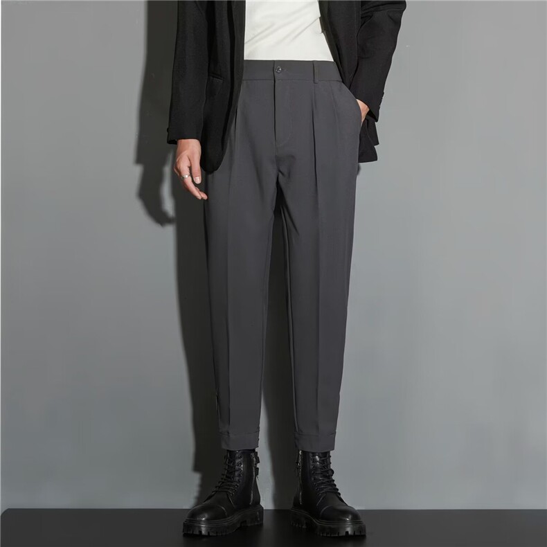 小西裤男士秋冬季束脚垂感修身九分西装裤休闲长裤子男款K20，男装西裤，星座1116A-2（原606A-1）