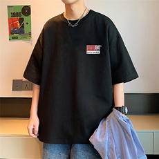 麂皮绒圆领短袖t恤男士休闲新款潮流宽松青少年上衣服A409-1，男装T恤，电商A409-1