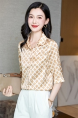 杭州真丝衬衫女五分袖中袖重磅桑蚕丝上衣衬衣气质夏装中年妈妈装，女装衬衫，阿舍尔精品