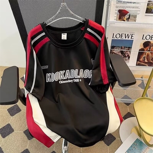重磅设计感拼色篮球运动短袖男女赛车服机能风宽松T恤GA5145 P35图片