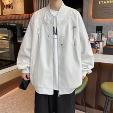 高品质秋款男皮衣假两件立领飞行员夹克工装拉链外套JK351P80，男装夹克，星座1013-1