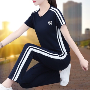 燕颉冰丝短袖运动套装女夏季2023时尚洋气夏天宽松休闲跑步两件套图片
