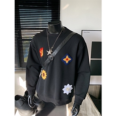 2026新款350g重磅华棉小众设计感花卉刺绣卫衣男W24583-特P30控65，男装卫衣，电商A001-1