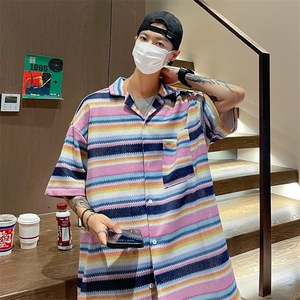 夏季新款衬衫潮流慵懒男方领衬衫 P48图片