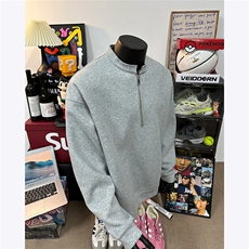 假模图春装新款400克美式复古水洗宽松套头半拉链卫衣男外套潮P68，男装卫衣，电商C306-1