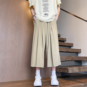 8XL-M 特大码阔腿山本裤冰丝裤男薄七分裤褶皱慵懒凉凉裤K977P45图片