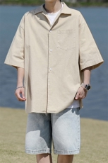8XL-M亚麻短袖衬衫男夏薄款宽松休闲百搭大码半袖衬衣DC28002P50，男装衬衫，电商B312
