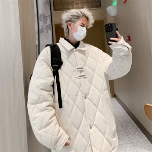 羽绒棉服男款冬季美式轻薄棉衣外套男生菱形格DW90P85