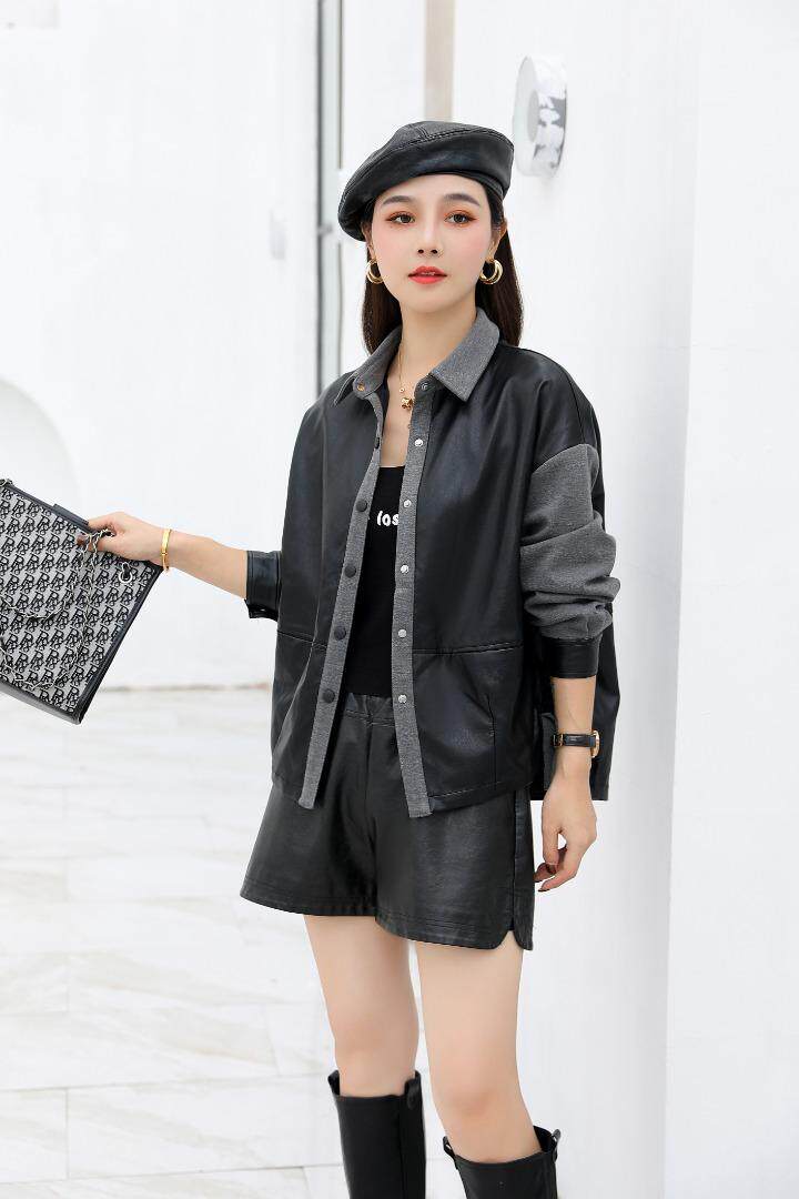 皮拼接针织韩版外套，其它，平凡人生