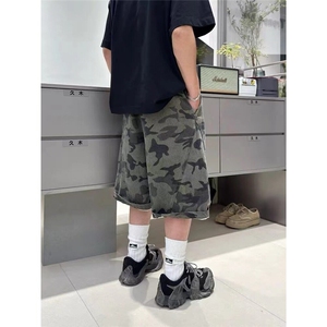 新款！迷彩工装牛仔裤男夏季七分裤文艺流行潮流气质ins NA331图片