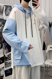 7XL-M码 港风连帽卫衣男2023秋季新款加肥加大码拼色长袖上衣控79图片