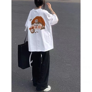 T0647-P25 卡通女孩纯棉印花短袖 学院风学生穿搭图片