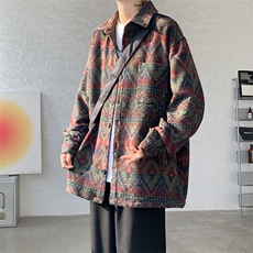 8XL-M春秋季民族风大码男装复古衬衫男款休闲上衣服CS29001P68，男装衬衫，电商B312