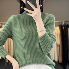 2024秋季新款短款宽条纹宽松羊毛上衣，女装羊毛衫，昭美羊绒