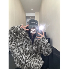 网图慎用重磅华棉420g豹纹字母刺绣卫衣外套W5443-特P60控108，女装短外套，电商A001