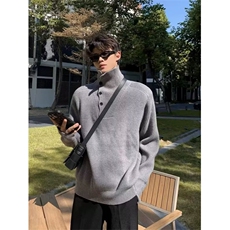 JY631-P62高领毛衣男女韩版纽扣设计套头休闲打底针织毛衫网图，男装T恤，星座1501-3