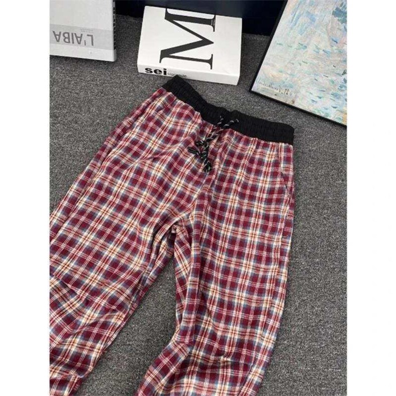 网图有货秋季美式复古褶皱直筒宽松休闲格子裤男女A870-P35,男装休闲裤,星座1505