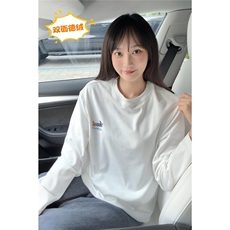 美式腊肠狗刺绣宽松打底衫双面德绒长袖T恤男T24500-特P20控38，男装T恤，电商A001-1