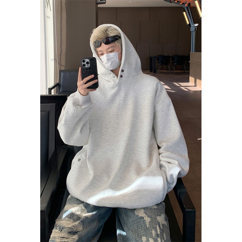 得物二开卫衣重磅华棉光板连帽卫衣B386-DB51-批45,男装卫衣,电商B386