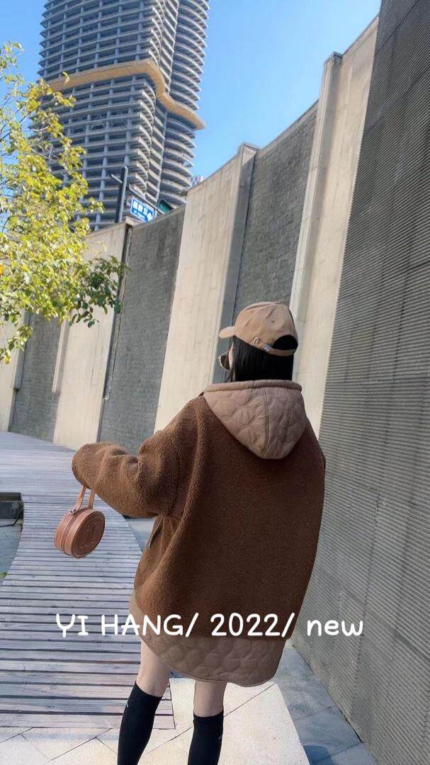 颗粒绒压格加绒卫衣一杭主推款，女装卫衣/绒衫，一杭