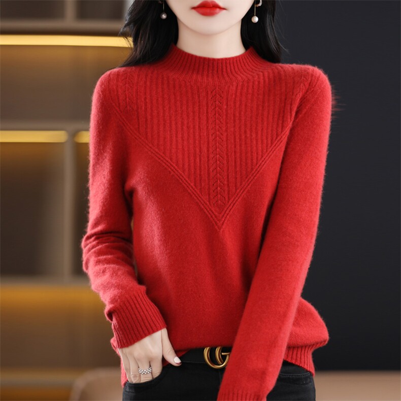 半高领纯色2024年秋冬季针织衫新款毛衣女士打底衫,针织衫/毛衣,暖娇绒
