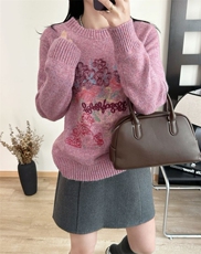 秋季新款纯色针织圆领套头上衣时尚百搭，女装针织衫/毛衣，臻纶羊绒